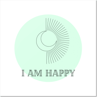 Affirmation Collection - I Am Happy (Green) Posters and Art